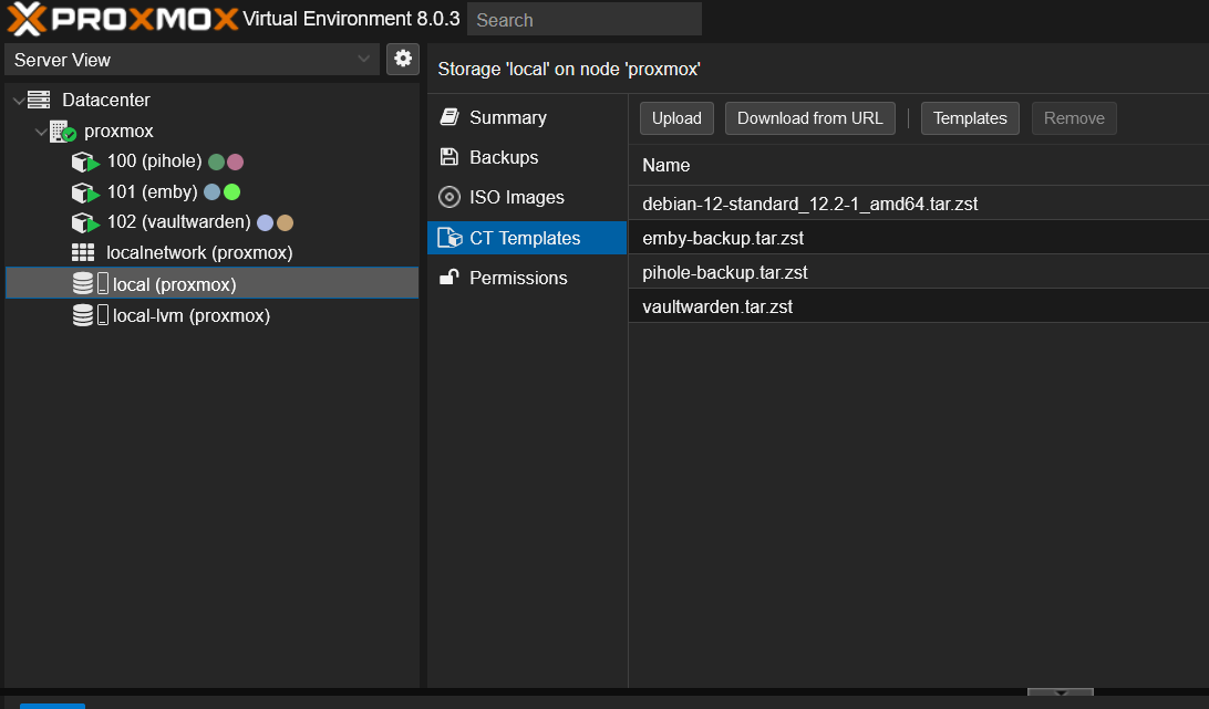 Proxmox Container Template