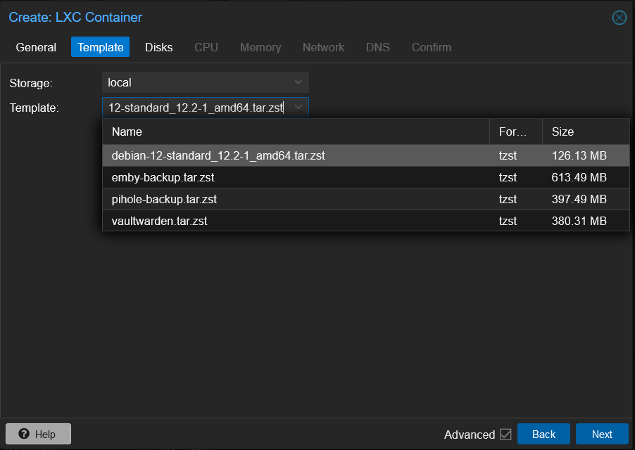 Proxmox Container Template