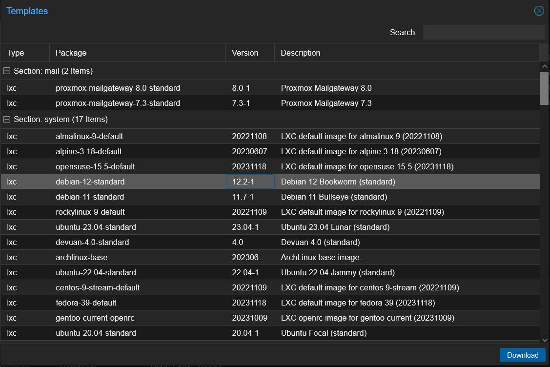 Proxmox Container Template